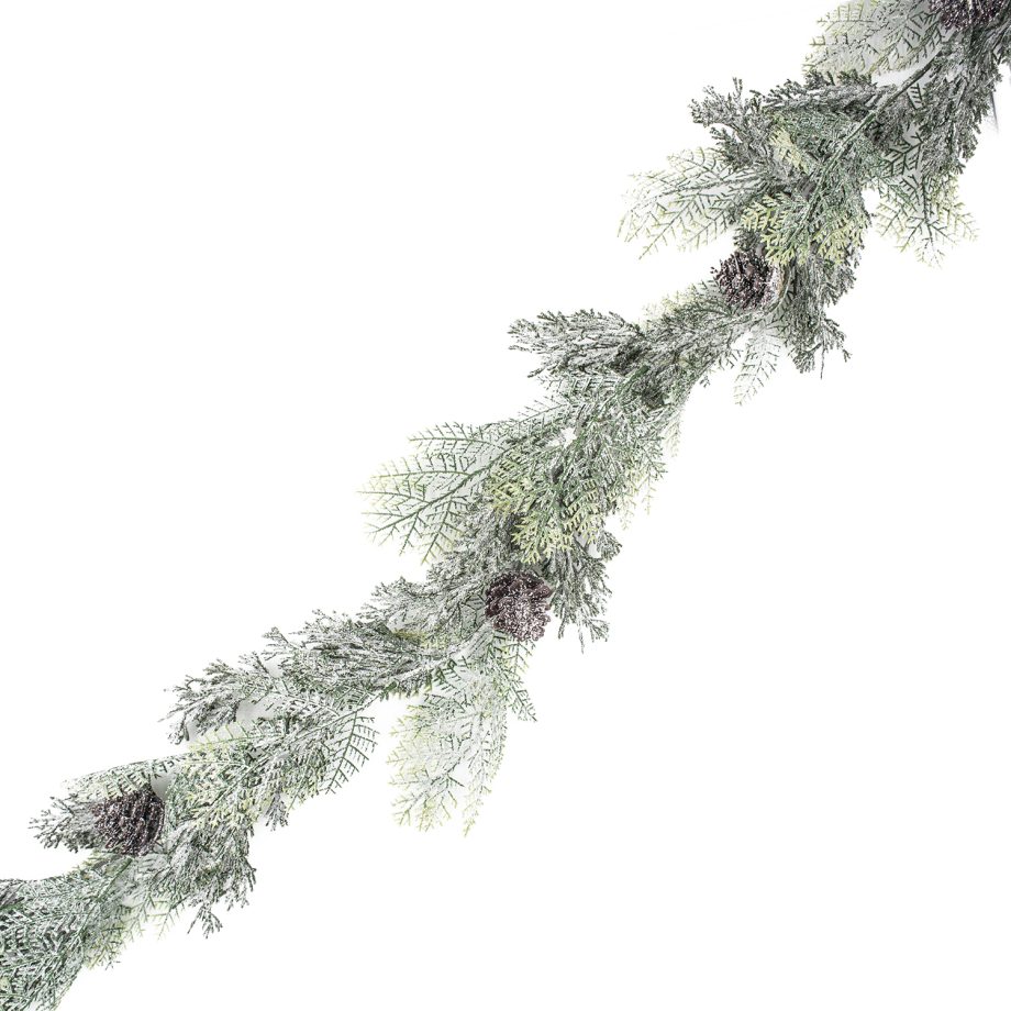 GARLAND CEDAR 72" FROSTED W/ PINE CONES
