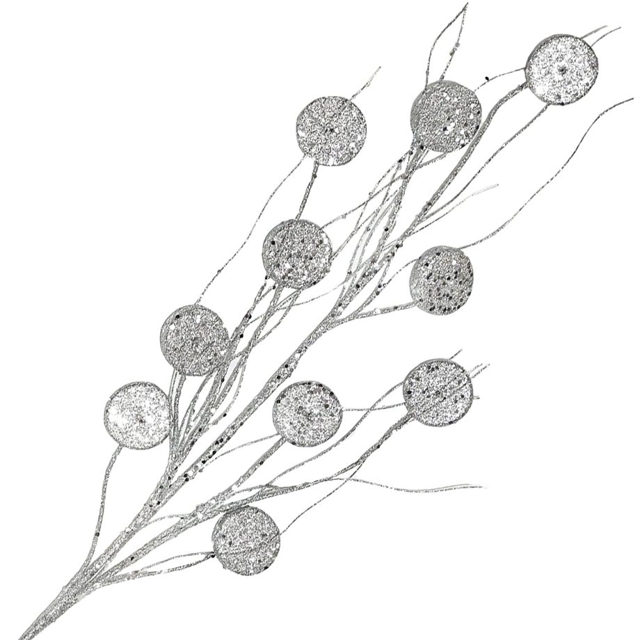 SPRAY DISC W/GRASS  32" SILVER GLITTER