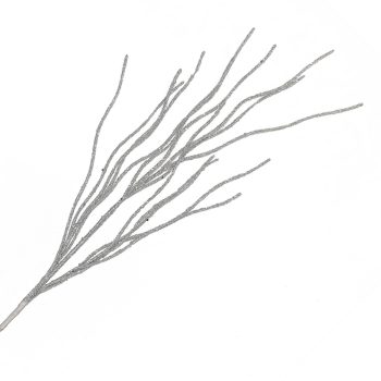 SPRAY TWIGS BEADED 29.5" SILVER GLITTER | FOAM
