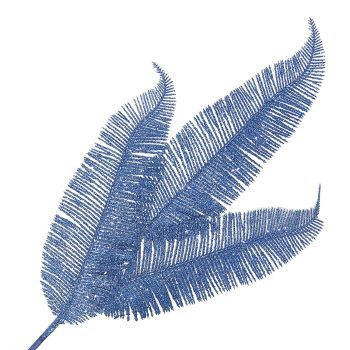 SPRAY FERN LEAVES 23.5" STEEL BLUE GLITTER