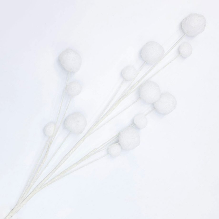 SPRAY SNOWBALL 35.5" WHITE FABRIC & GLITTER