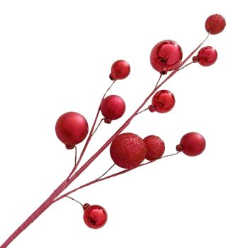BALL SPRAY 23"X11  RED SHINY/ MATTE/ GLITTER