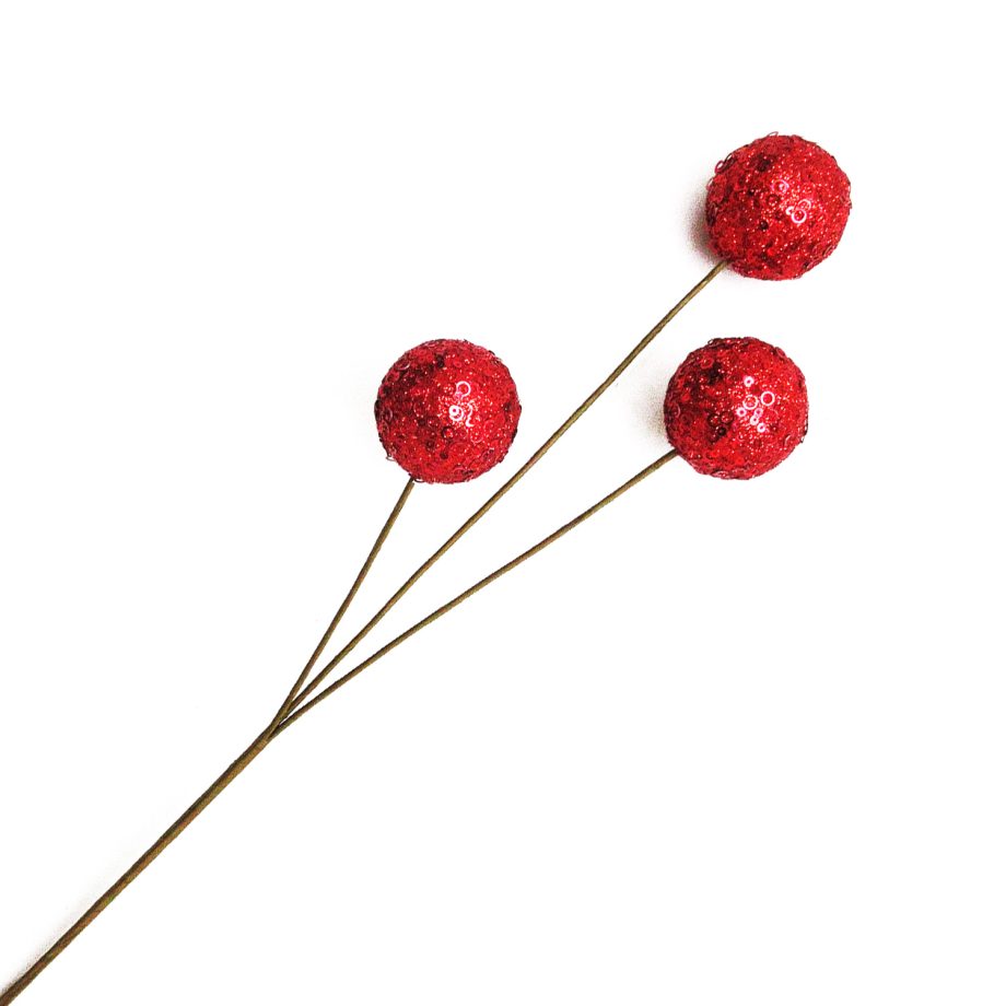 BALL SPRAY 24"X3 GLITTER RED