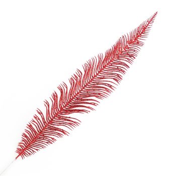 STEM FERN LEAF 22.5" GLITTER RED