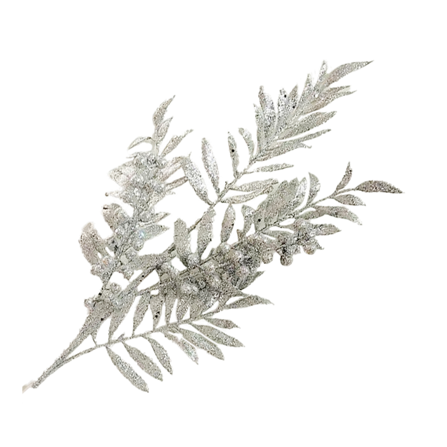 SPRAY FERN 26" SILVER GLITTER Christmas Forever