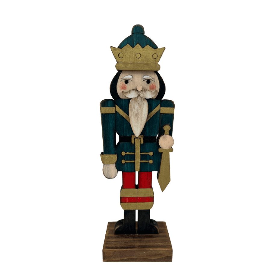 WOODEN NUTCRACKER STANDING 7" GREEN COAT
