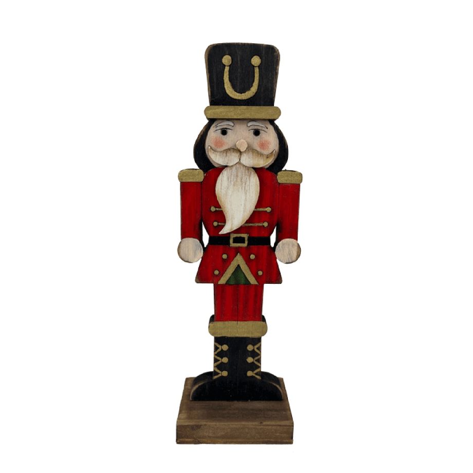 WOODEN NUTCRACKER STANDING 7" RED COAT