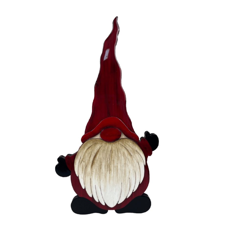 WOODEN GNOME 12.5" RED HAT EASEL BACK 12.5"