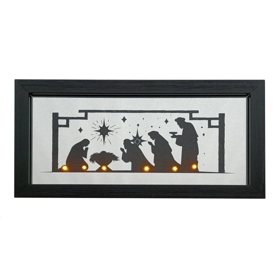 GLASS/ MDF WALL DECOR LED LIGHTS 15.5" X 8" - THE NATIVITY SCENE