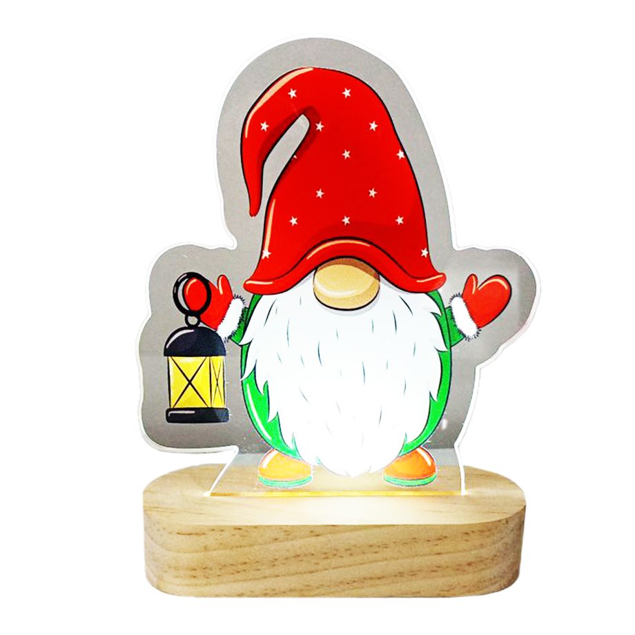 TABLE DECOR PINEWOOD | ACRYLIC LED LIGHTS 6" X 2.5" X 8" - GNOME WITH LAMP