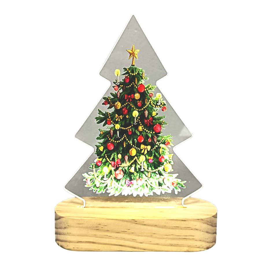 TABLE DECOR PINEWOOD | ACRYLIC LED LIGHTS 6" X 2.5" X 8" - CHRISTMAS TREE