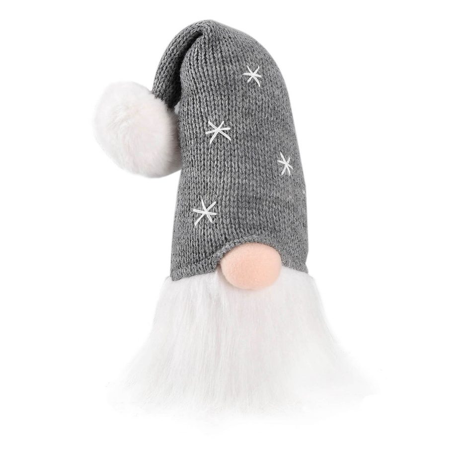 GNOME PLUSH 16" GRAY/ WHITE KNITTED HAT