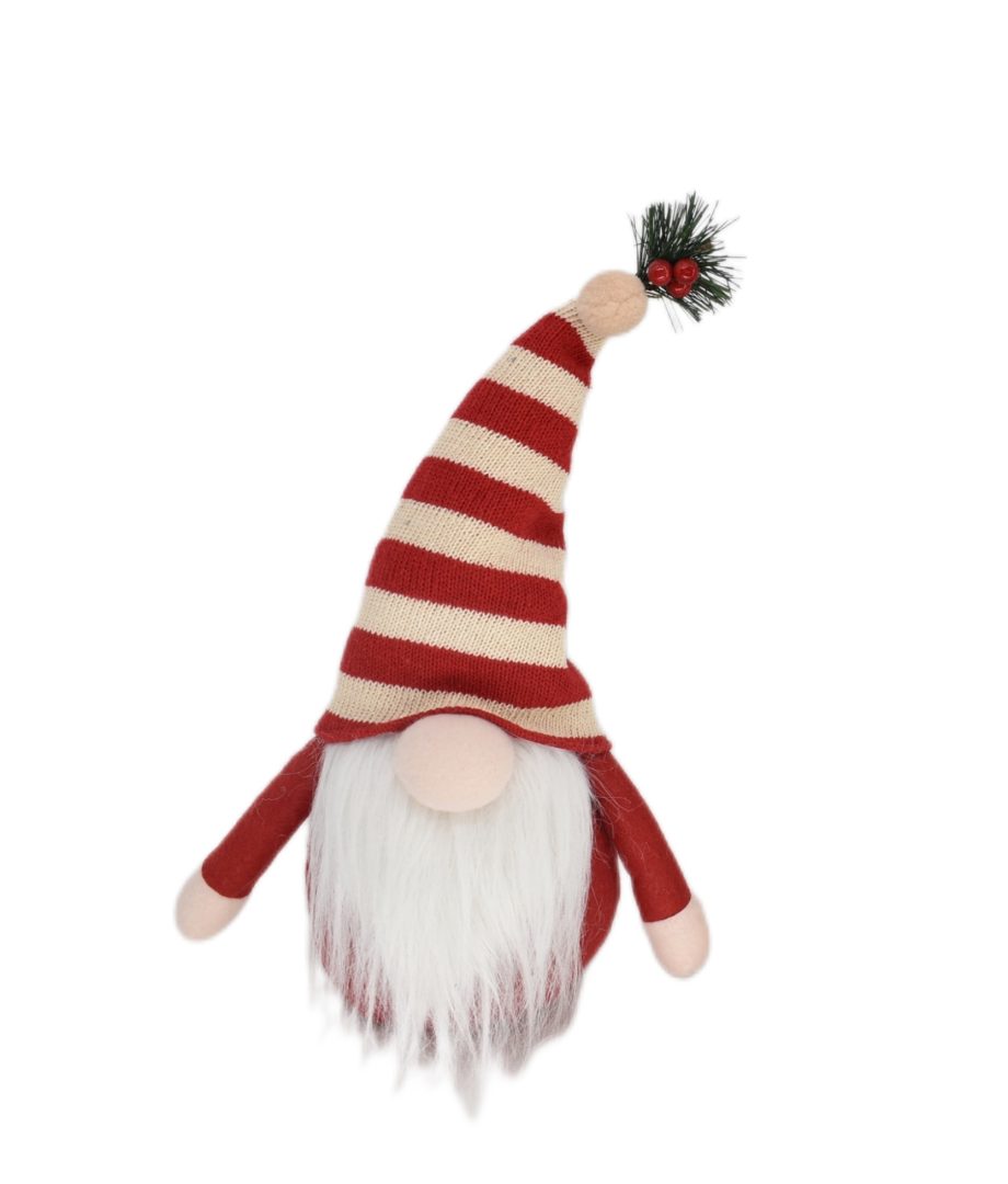 GNOME PLUSH STANDING 14" RED/ WHITE STRIPES HAT