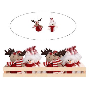 ORN PLUSH SNOWMAN | MOOSE 5.5" W/ RED | RED/WHITE SCARF 2/S IN DISPLAY BOX