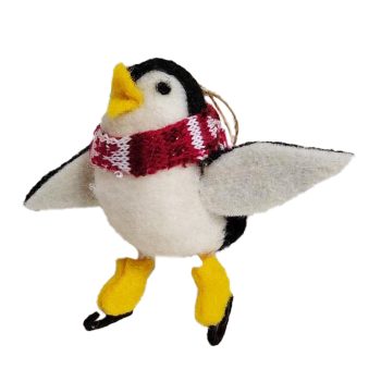 ORN WOOL PENGUIN 4" SKATING