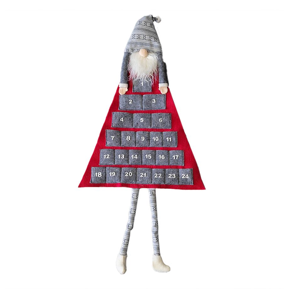 WOOL SANTA HANGING ADVENT CALENDAR 40"x18"