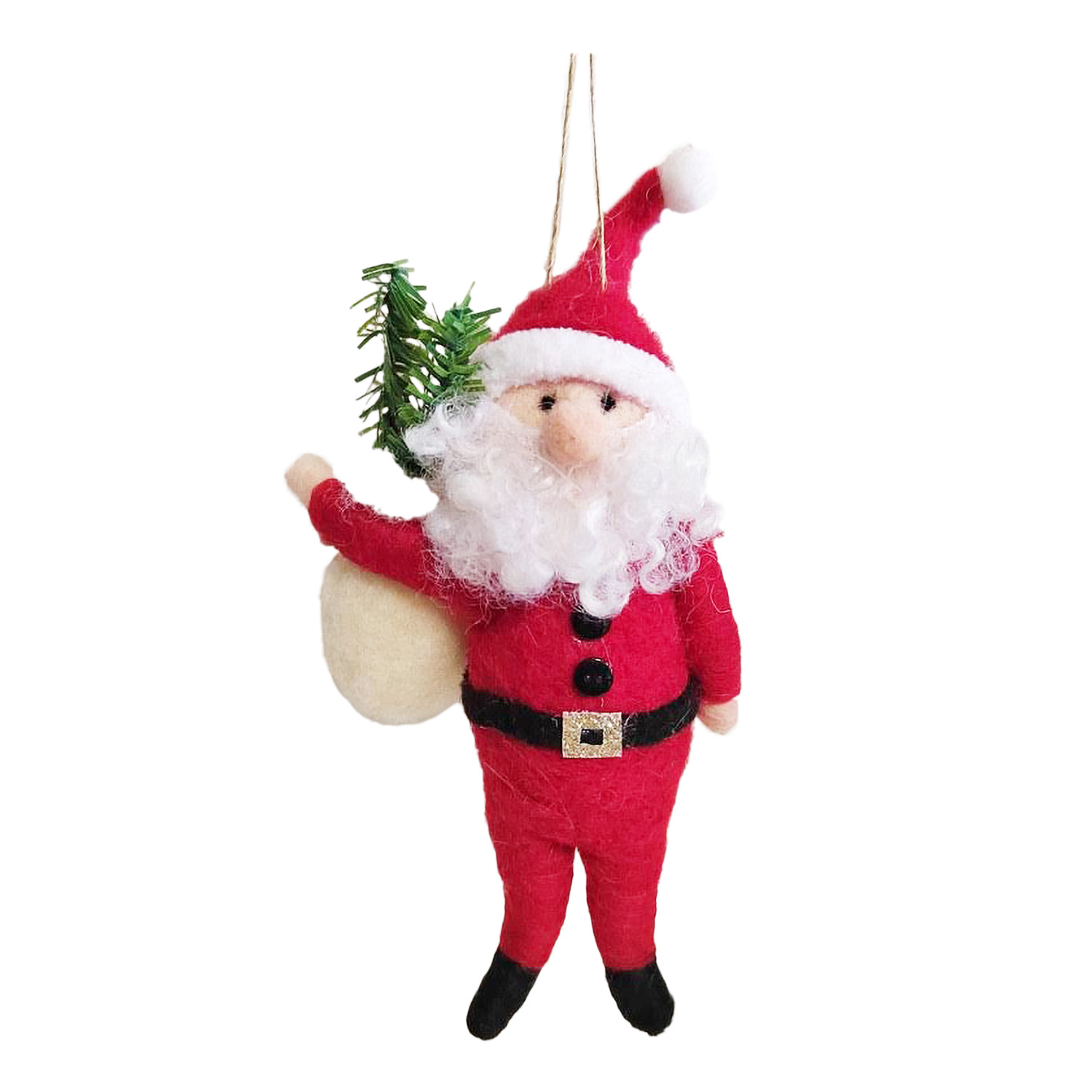 ORN WOOL SANTA 5.5" WITH GIFT BAG