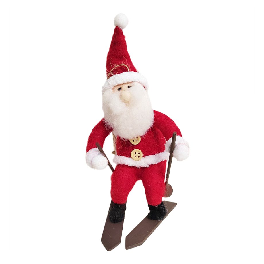 ORN WOOL SKING SANTA 6.5"H