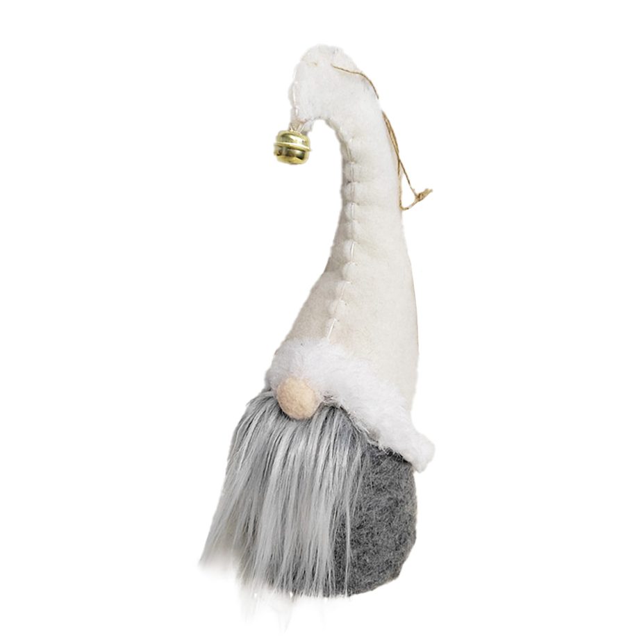 GNOME STANDING WOOL 8.5" GRAY W/ IVORY HAT