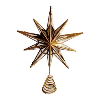 TREE TOP STAR GOLD 12" HALF CONVEX MIRROR WITH GLITTER