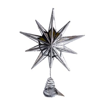 TREE TOP STAR SILVER 12" HALF CONVEX MIRROR WITH GLITTER