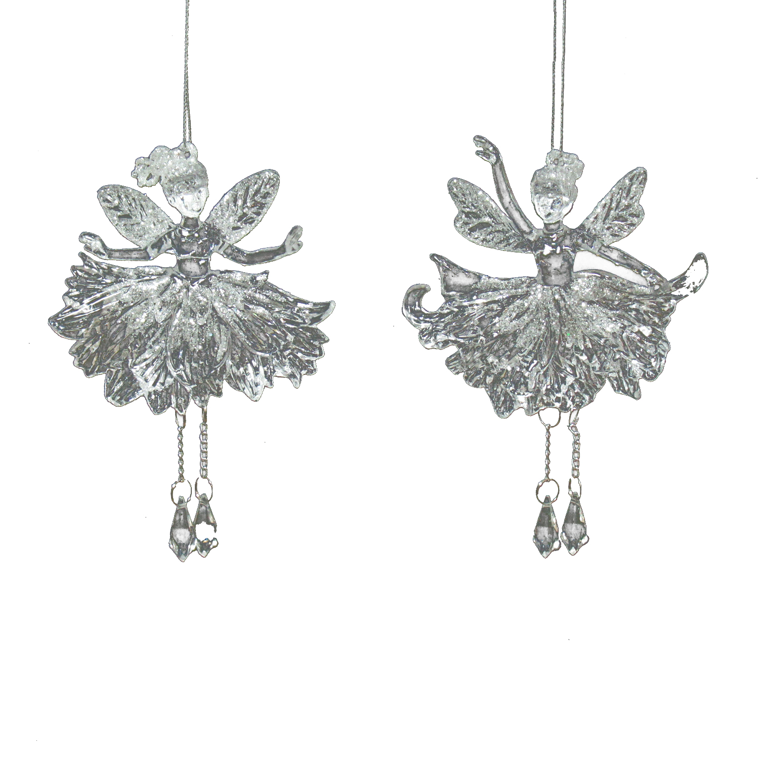 ORN FAIRY 6" CLEAR W/ GLITTER 2 ASSTD.