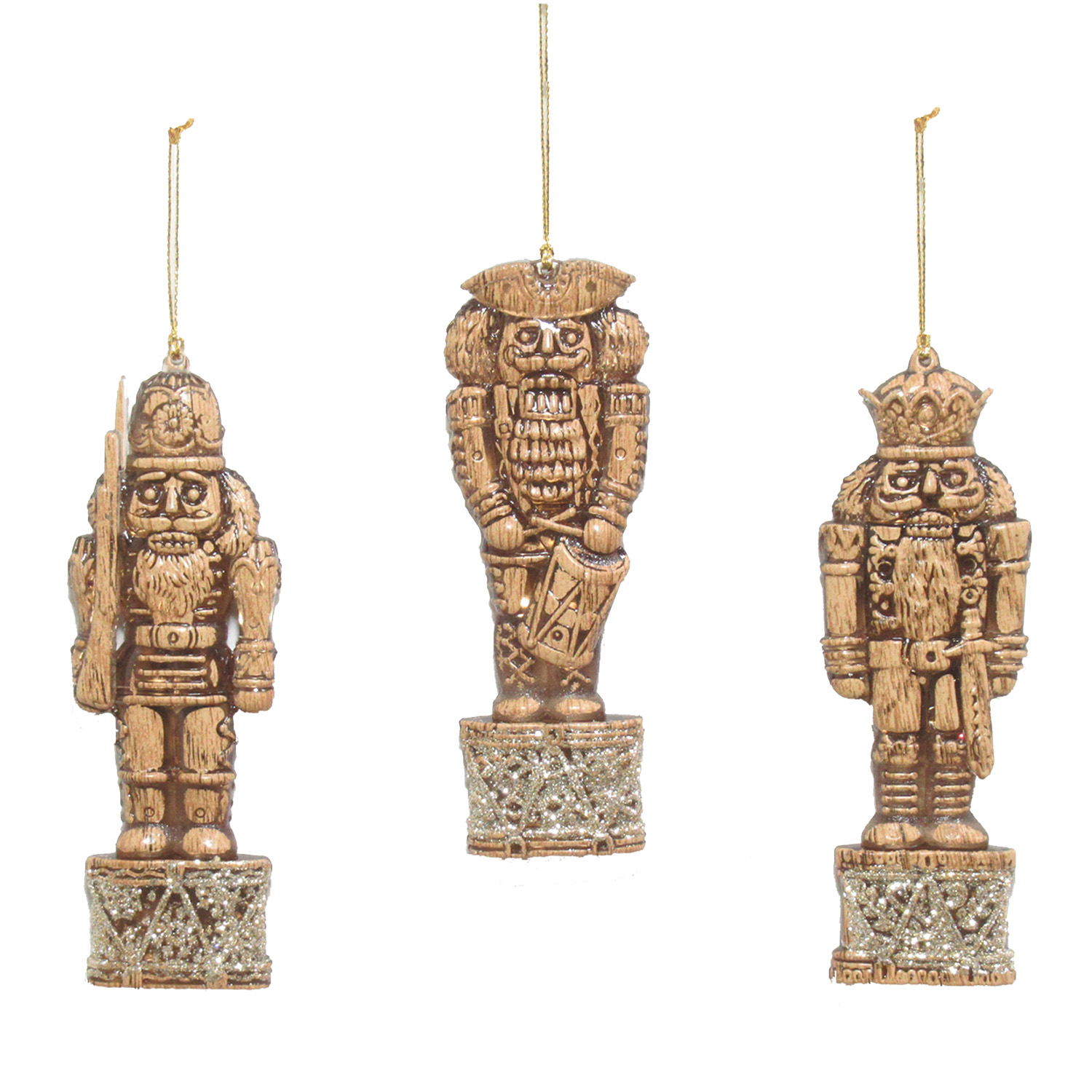 ORN BROWN SOLDIER W/ GOLD GLITTER 5" 3 ASSTD.