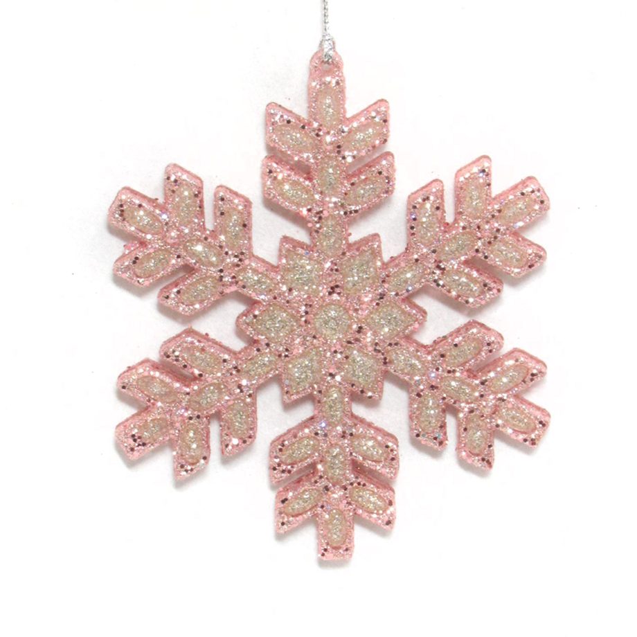 ORN ROSE GOLD SNOWFLAKE 4.5" W/ GLITTER