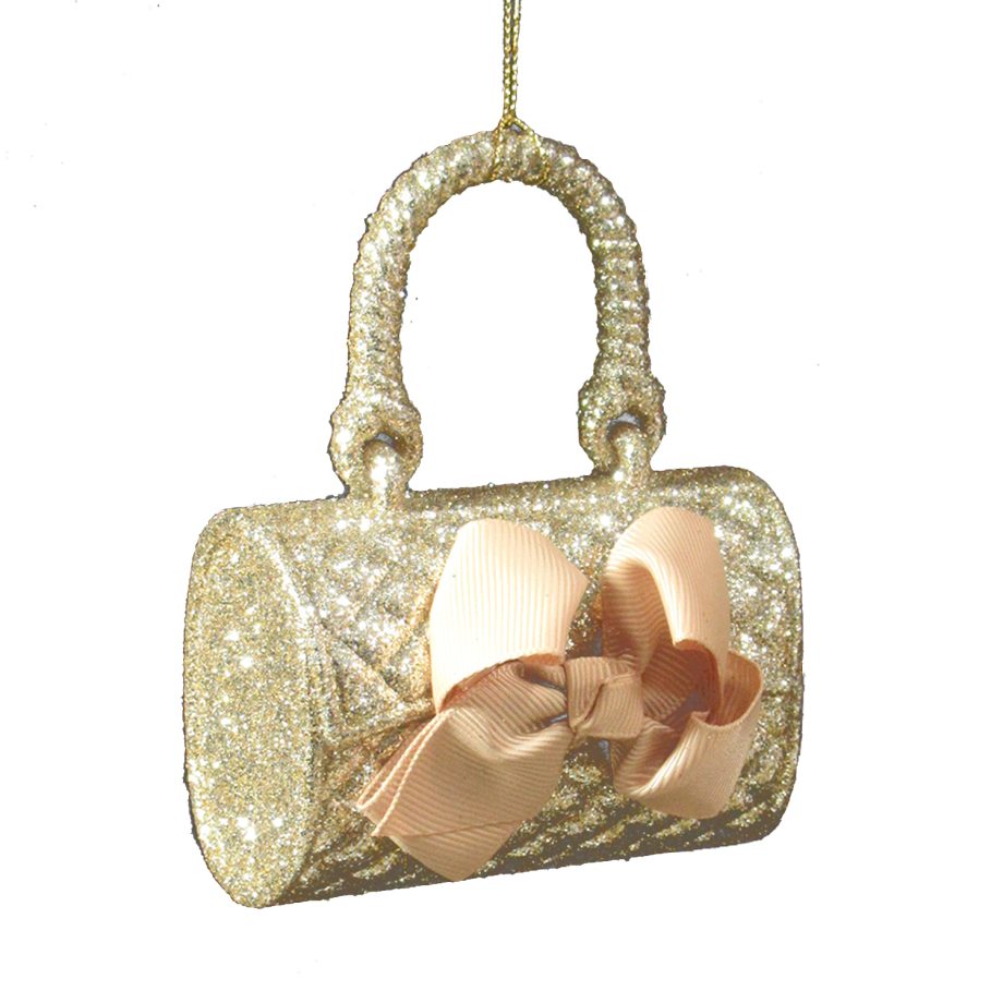 ORN CHAMPANGE GOLD BAG 4.5" W/ GLITTER