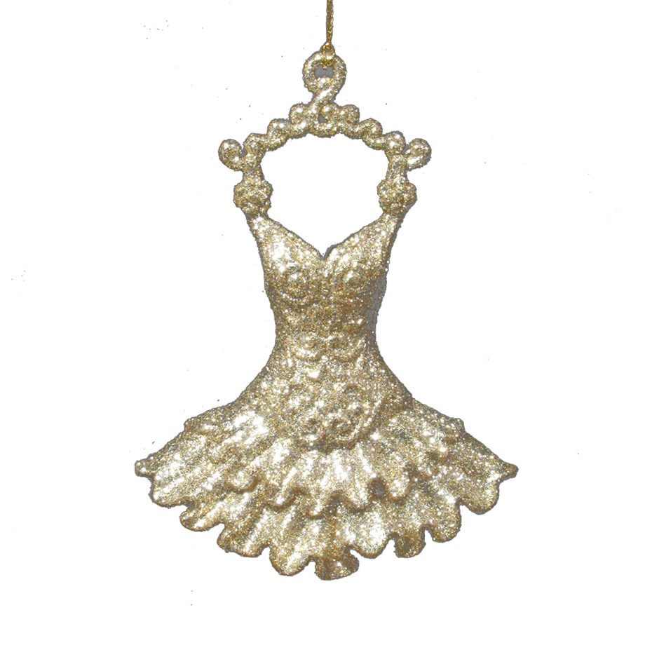 ORN CHAMPAGNE GOLD GLITTER DRESS 5"