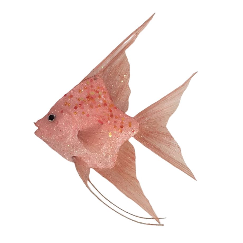 ORN SEA POLY FOAM FISH 7" X9.5" CORAL W/ GLITTER & SEQUINS