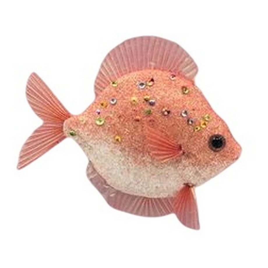 ORN SEA POLY FOAM FISH 4.5"X5" SALMON w/ GLITTER & SEQUINS