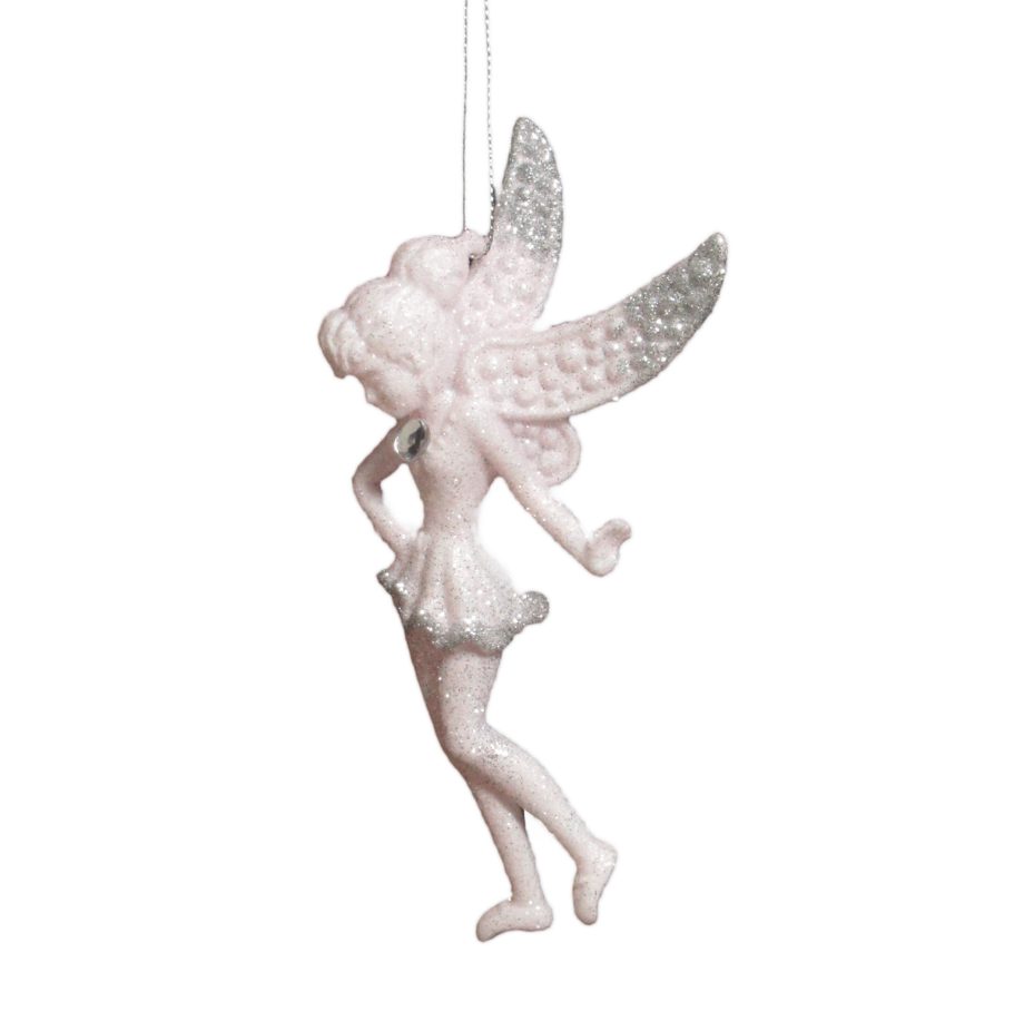 ORN PINK FAIRY 5.5" W/ JEWEL & GLITTER