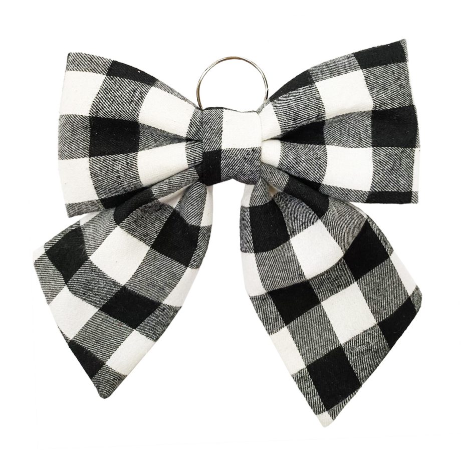 BOW SPONGE /FABRIC 13.5" BLACK/ WHITE CHECK
