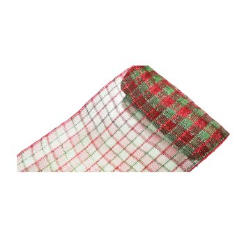 DECOR MESH 10.5"X10 YDS CHK RED/GREEN CHECKERD