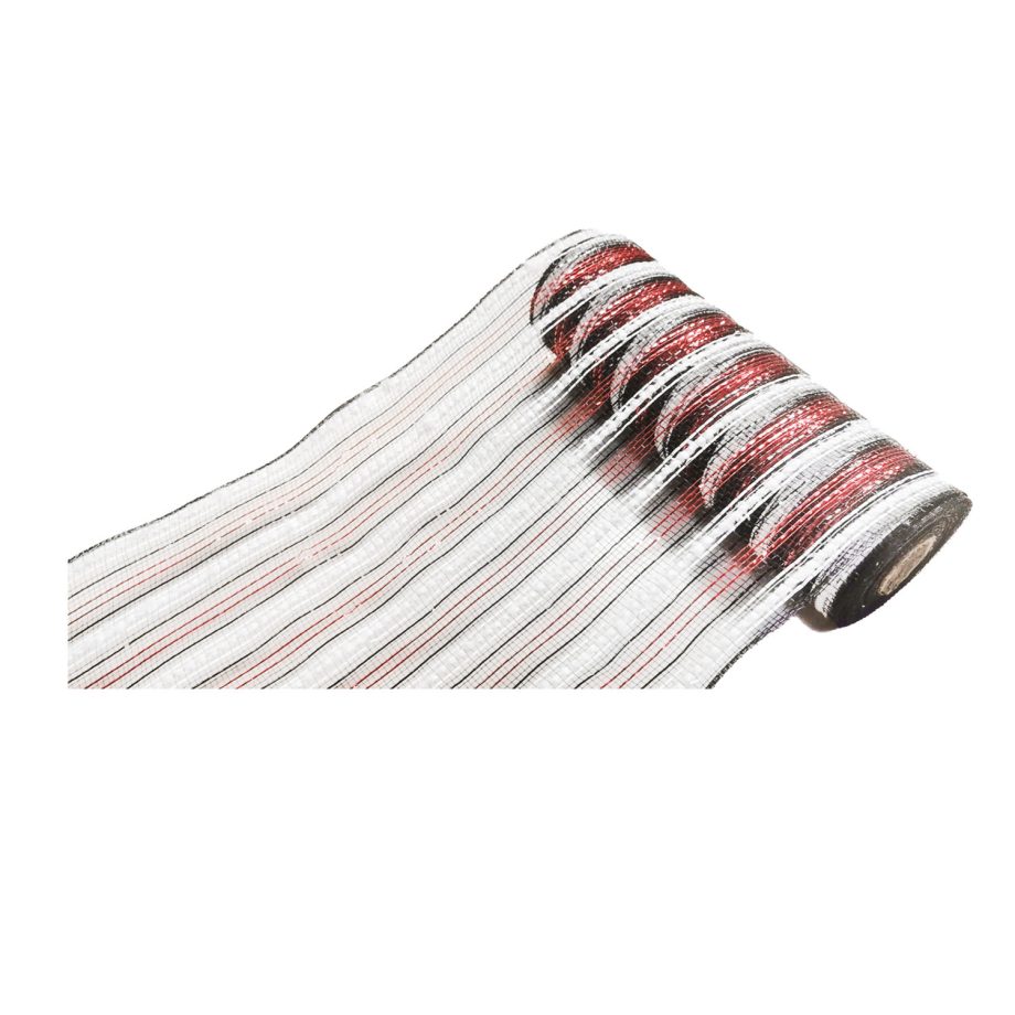 DECOR MESH 10.5" X 10 YDS RED/WHITE/BLACK