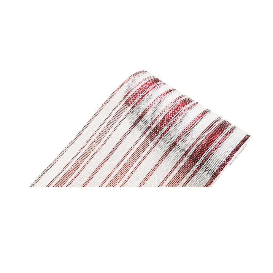 DECOR MESH 10.5"x10 YDS LN WHITE/RED STRIPES