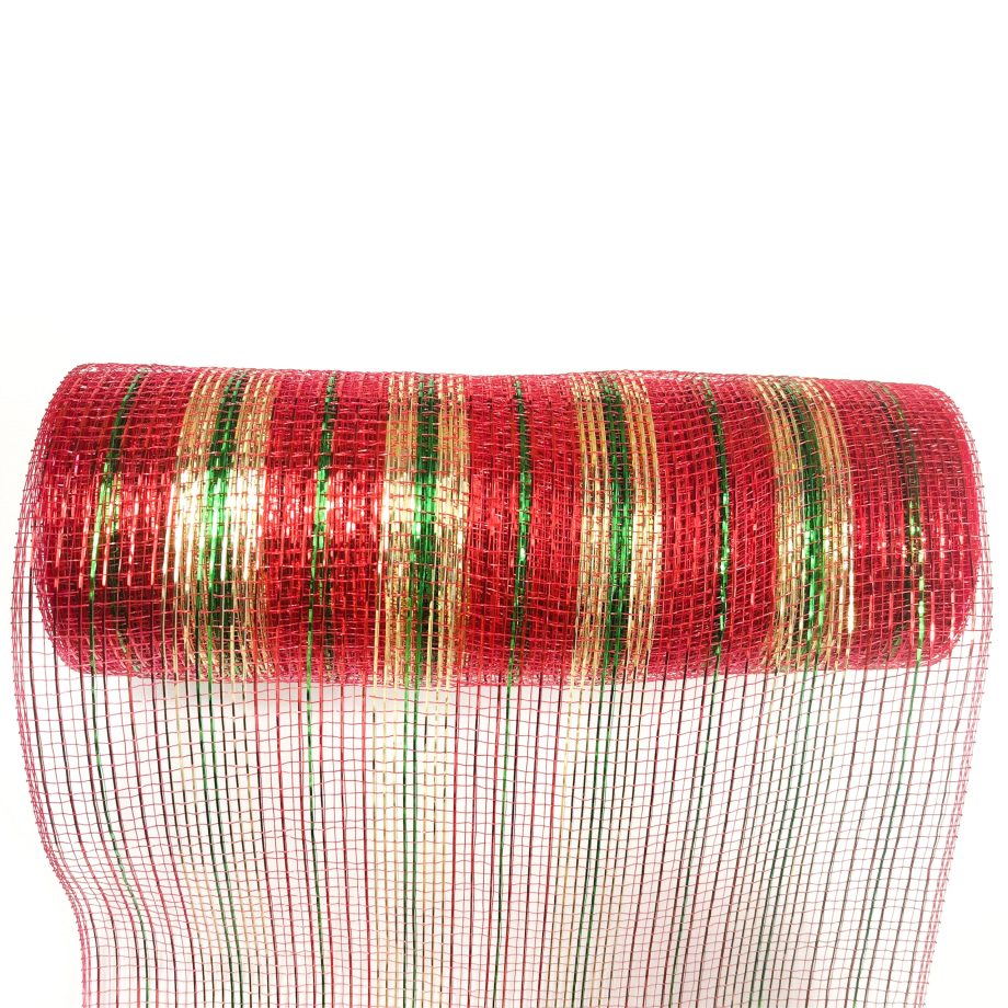 DECOR MESH 10'' X 10 YDS RED EMERLAD CHAMPAGNE