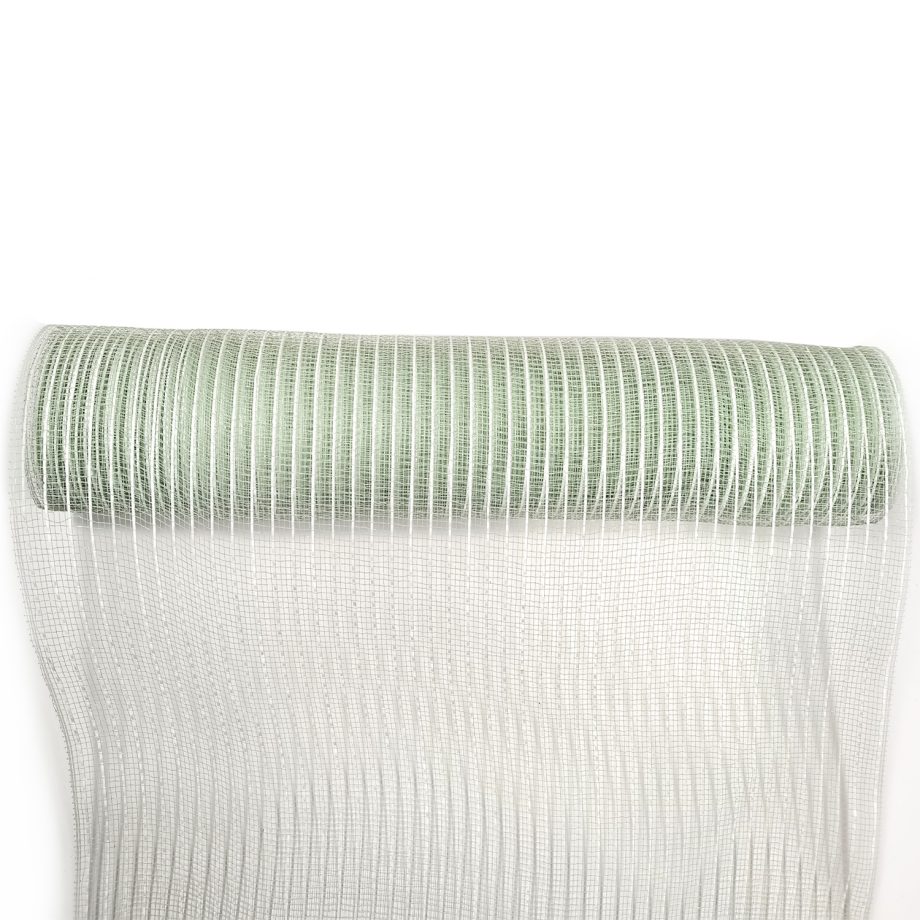 DECOR MESH 10''X10 YDS SM MINT WITH WHITE METALLIC