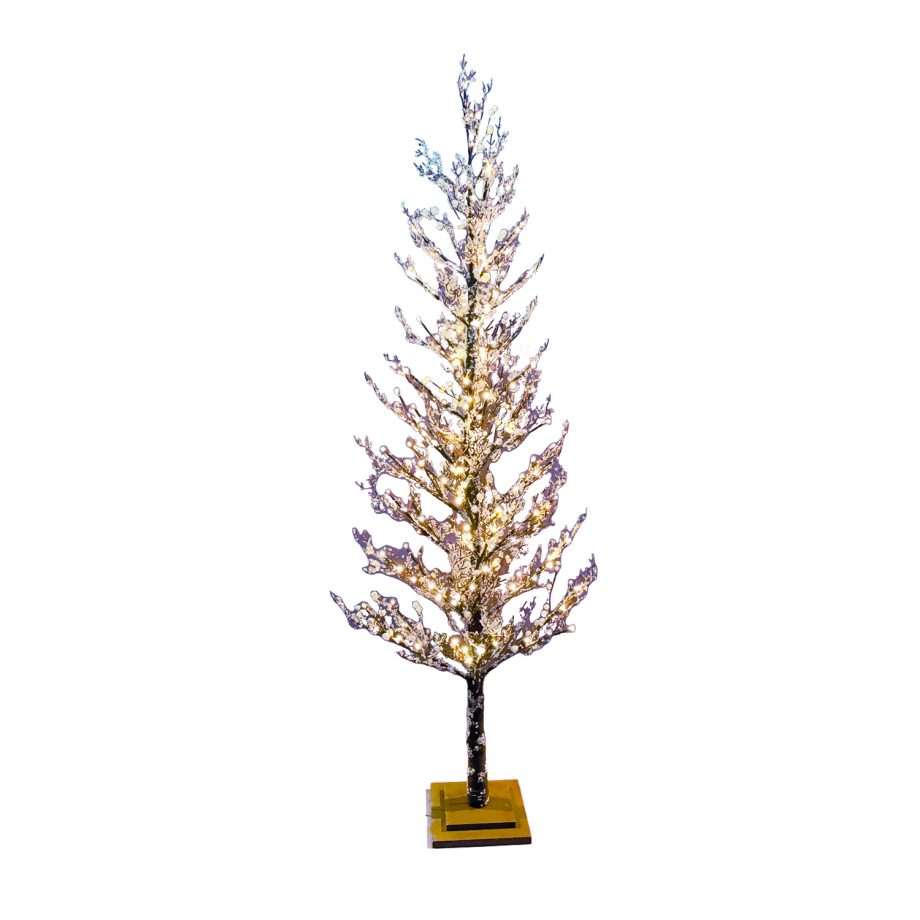 TWIG TREE FROSTED / ICED 72" W/ 168 LED LIGHTS BROWN/ CLEAR