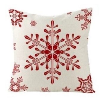 CUSHION DECORATIVE 16"x16" SNOWFLAKE IVORY RED