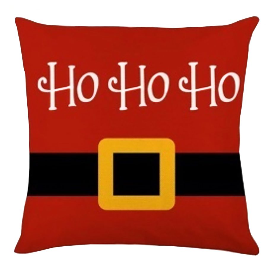 CUSHION DECORATIVE 16"x16" "HO HO HO" RED