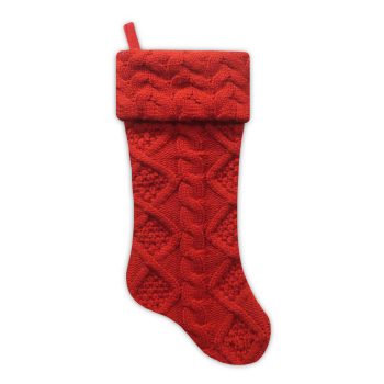 STOCKING 21.5" RED CABLE KNIT