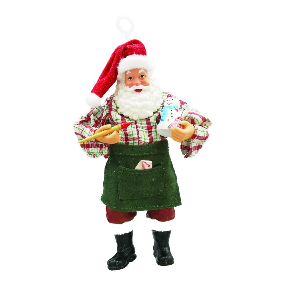 SANTA STANDING 08" ARTIST RED/GREEN WITH PAINTBRUSH