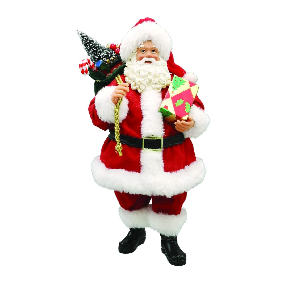 SANTA 11" STANDING TRADITIONAL RED/ WHITE W/ GIFT BOX