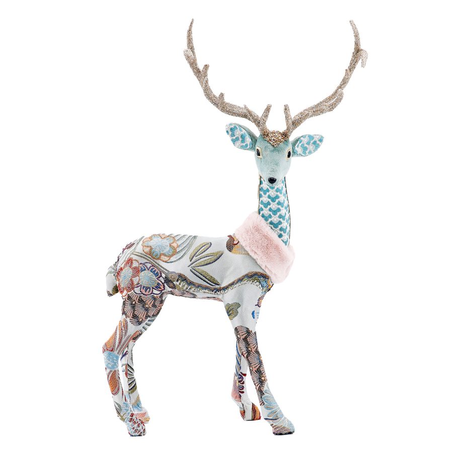 REINDEER STANDING WITH INTRICATE PATTERN BLUE 22.5"
