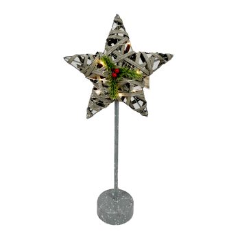 STAR TABLE DECOR PLASTIC 19.5" WITH METAL BASE & DECORATION WITH 10 LED LIGHTS
