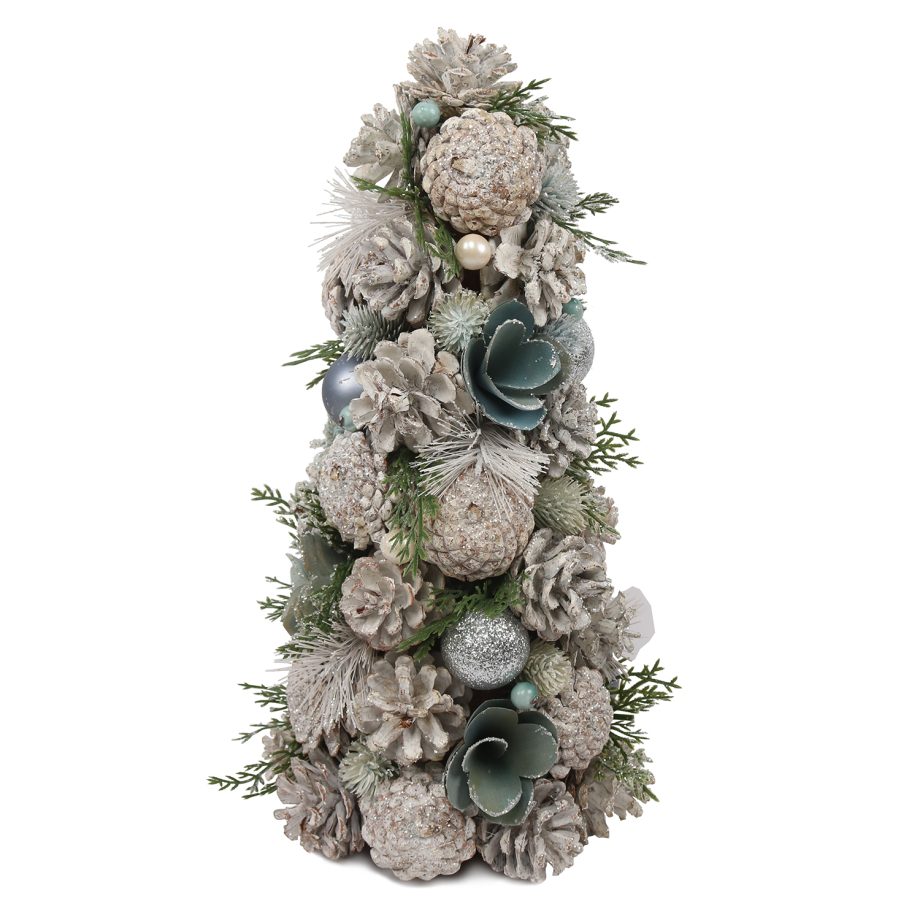CONE TREE BICH/ SAGE GREEN 16" MIXED PINECONE & BIRCH ROLL