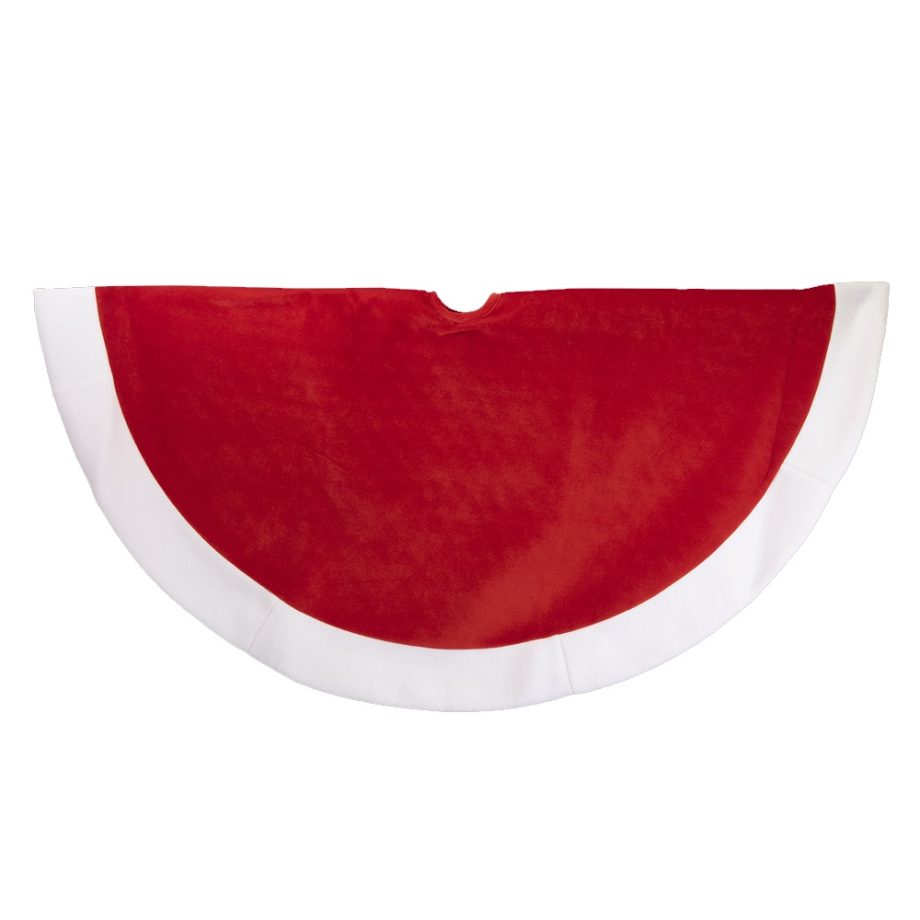 TREE SKIRT 48" RED VELVET W/FLEECE BORDER
