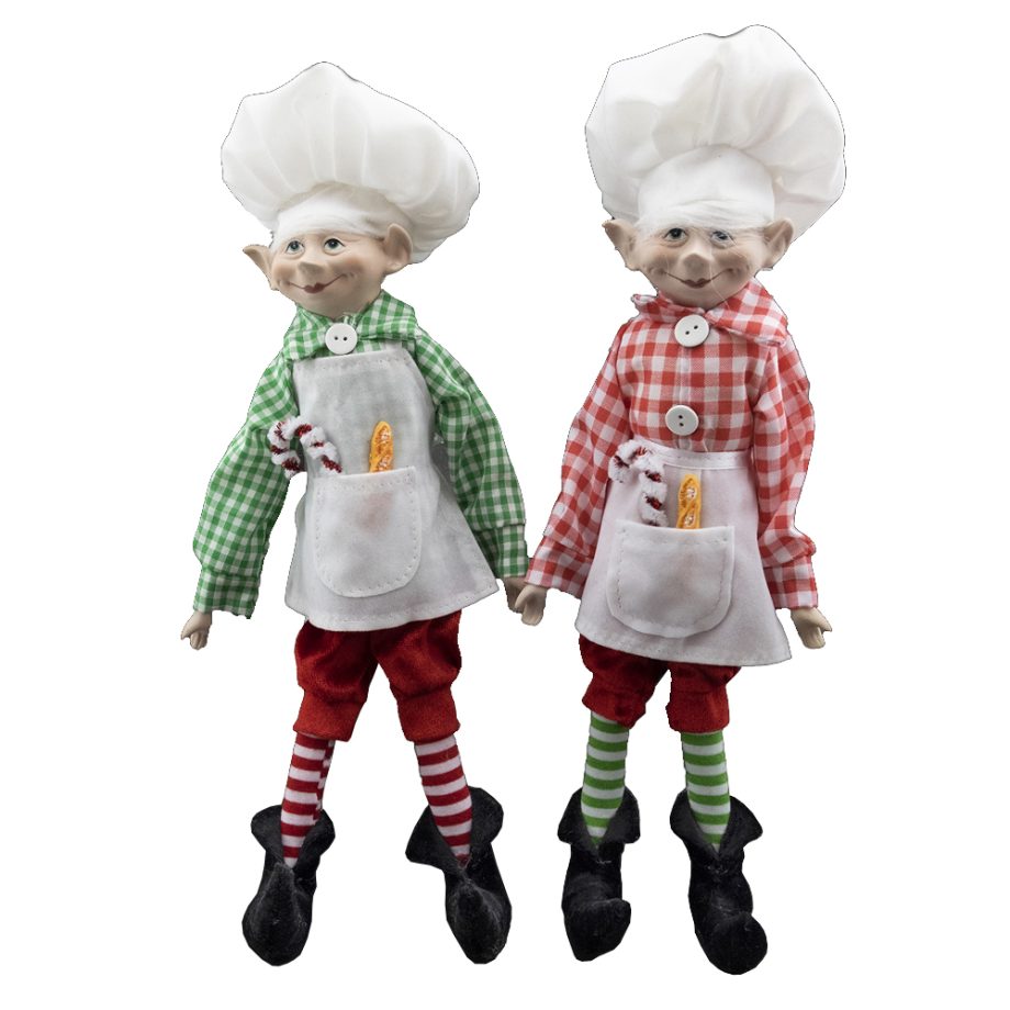 POSABLE ELF 14" BOY RED/ GREE BAKER OUTFIT 2 ASST.